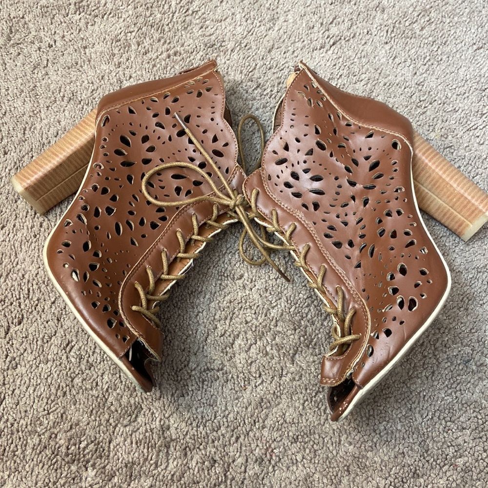 torrid peep toe booties with cutouts